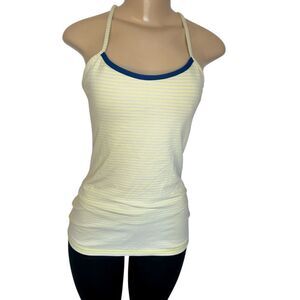 Lululemon Athletica Power Y yellow gray striped Racer Back bra Tank size 6